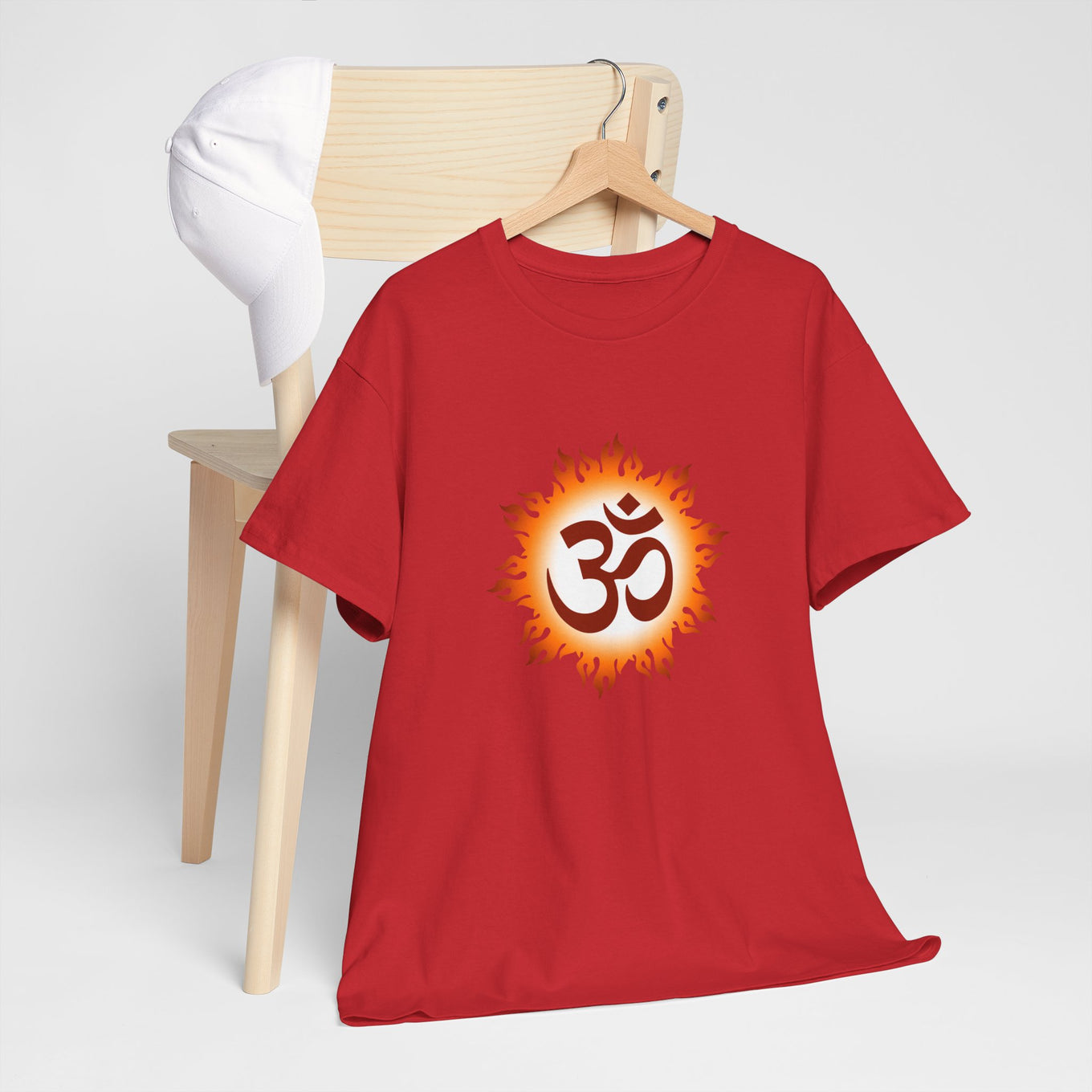 Unisex Heavy Cotton Tee with Om Sun Design - Perfect for Yoga & Meditation