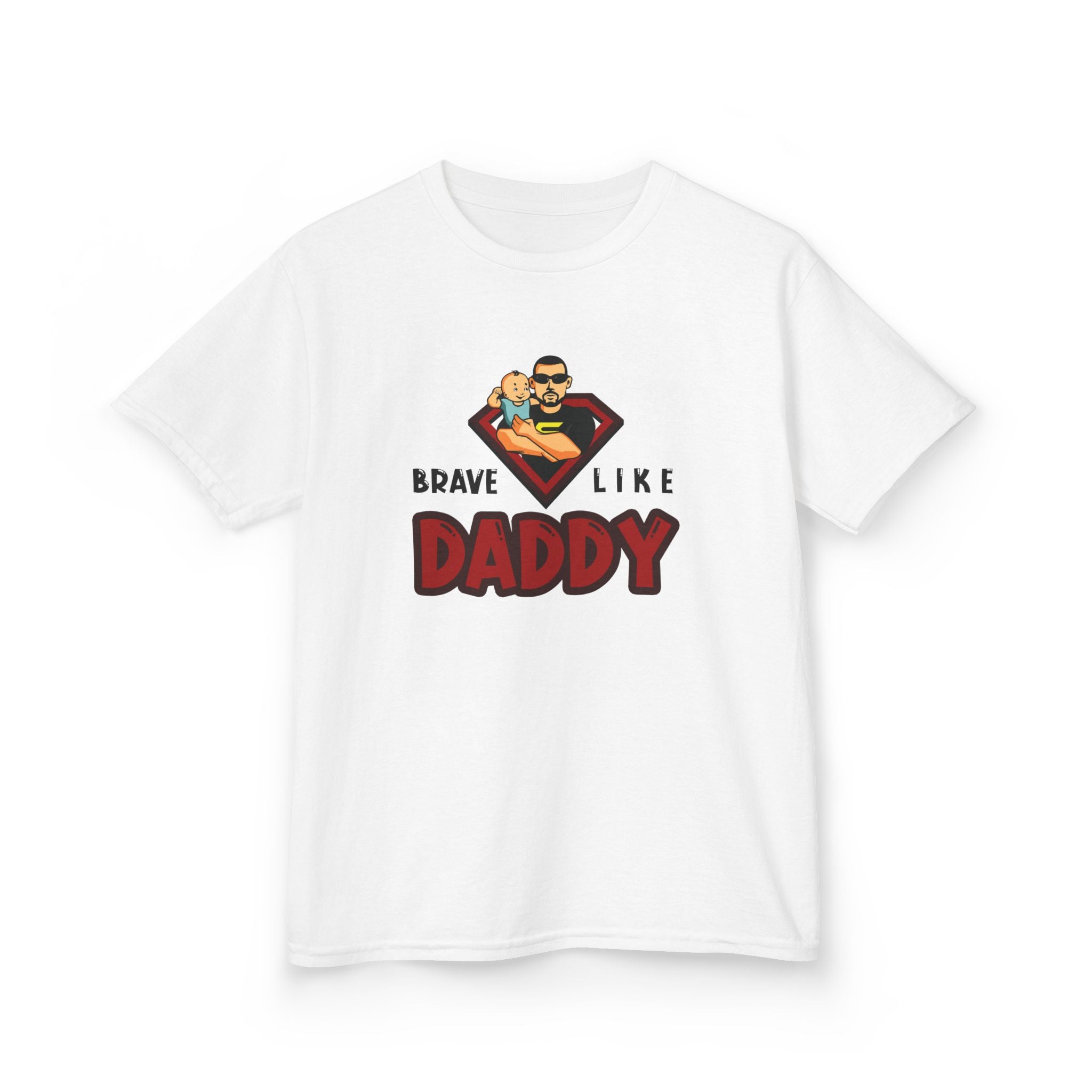 Kids Brave Like Daddy Tee - Superhero Cotton T-Shirt for Boys