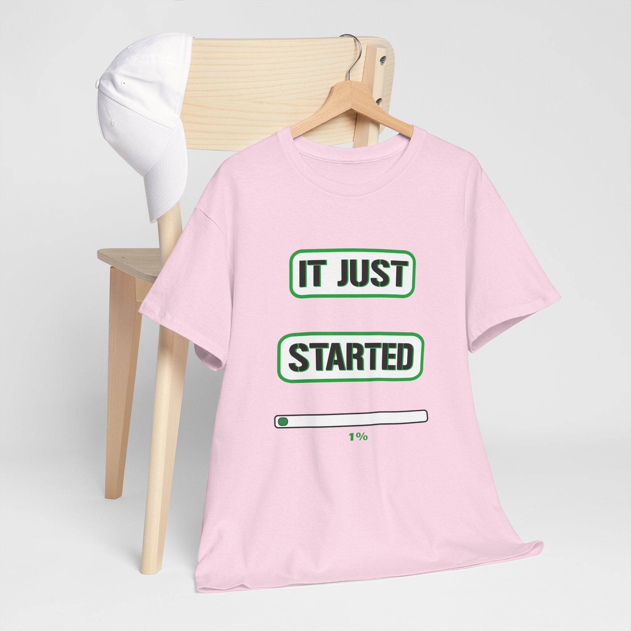 Motivational Unisex Heavy Cotton Tee - 'It Just Started' Graphic Tee
