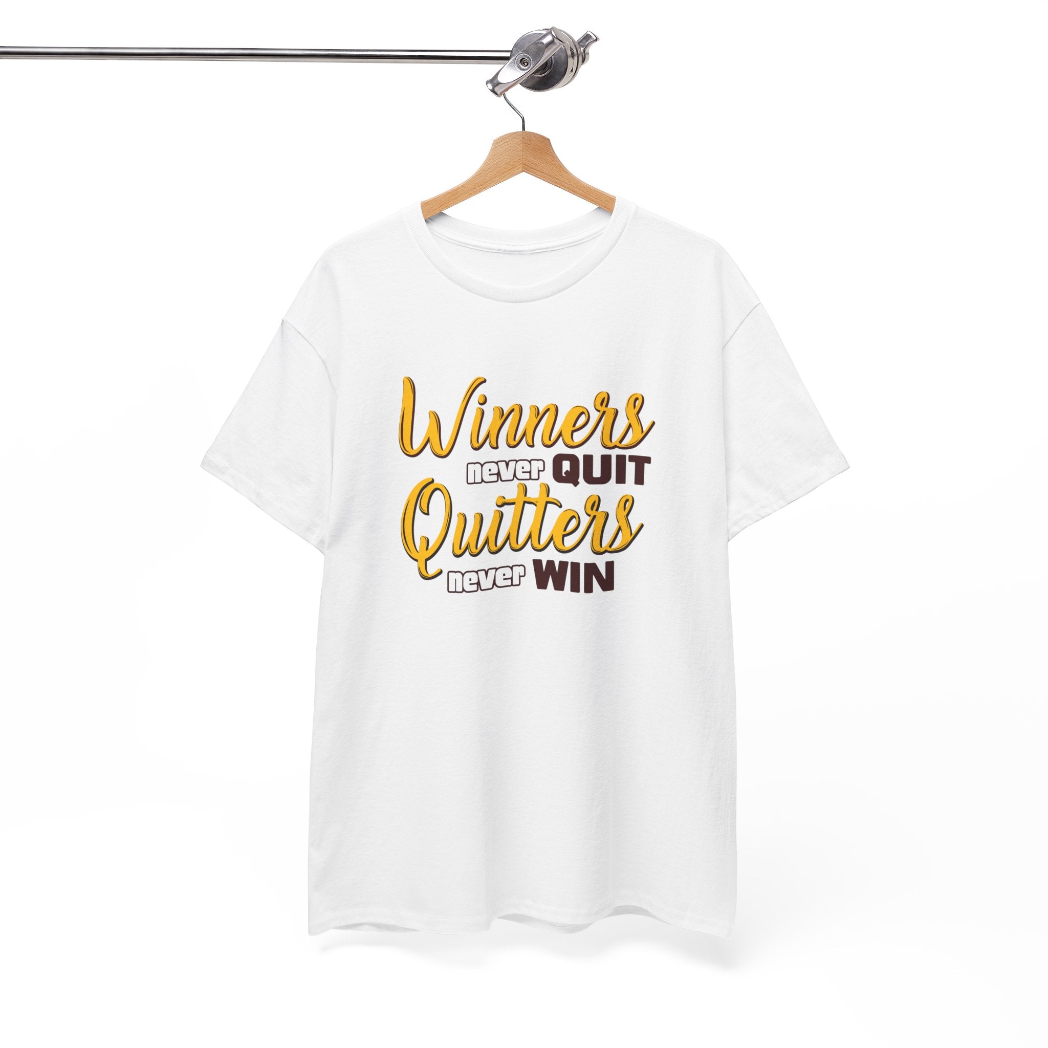 Winners Never Quit Unisex Heavy Cotton Tee - Motivational Tee for Inspiration