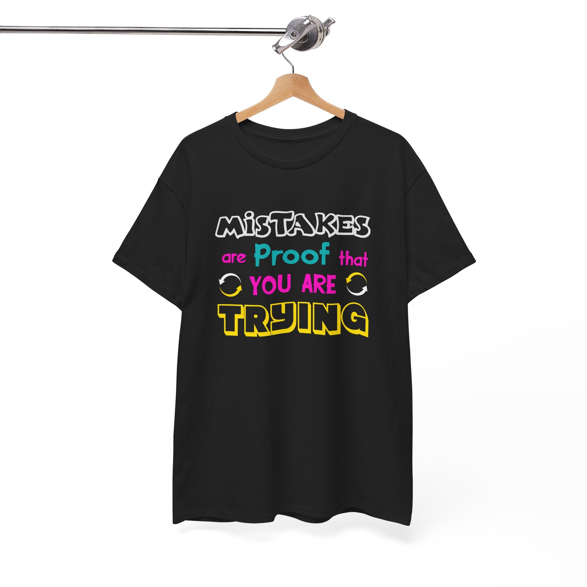 Motivational Unisex Heavy Cotton Tee - 'Mistakes are Proof that You are Trying'