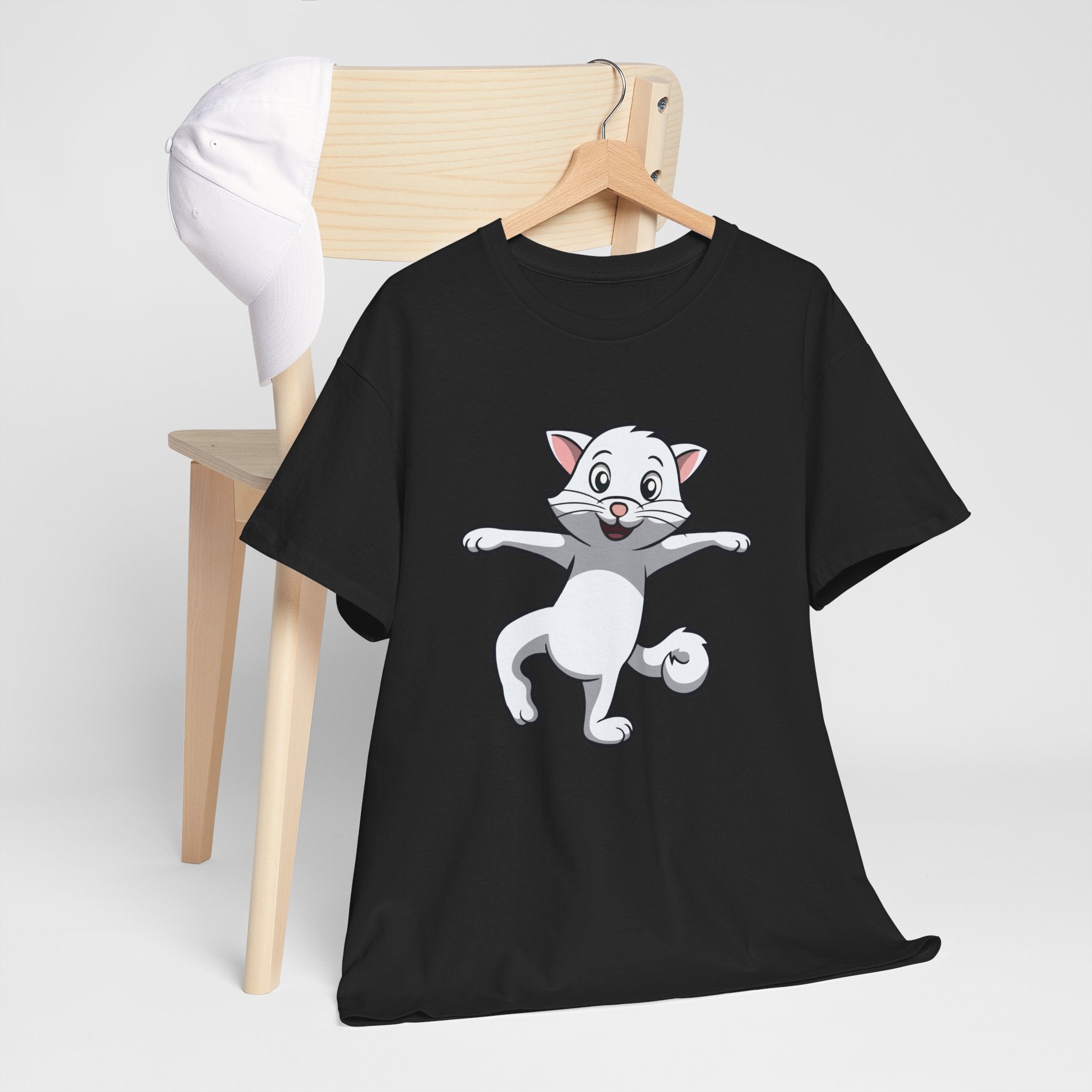Playful Cat Unisex Heavy Cotton Tee - Cute Pet Lover Shirt