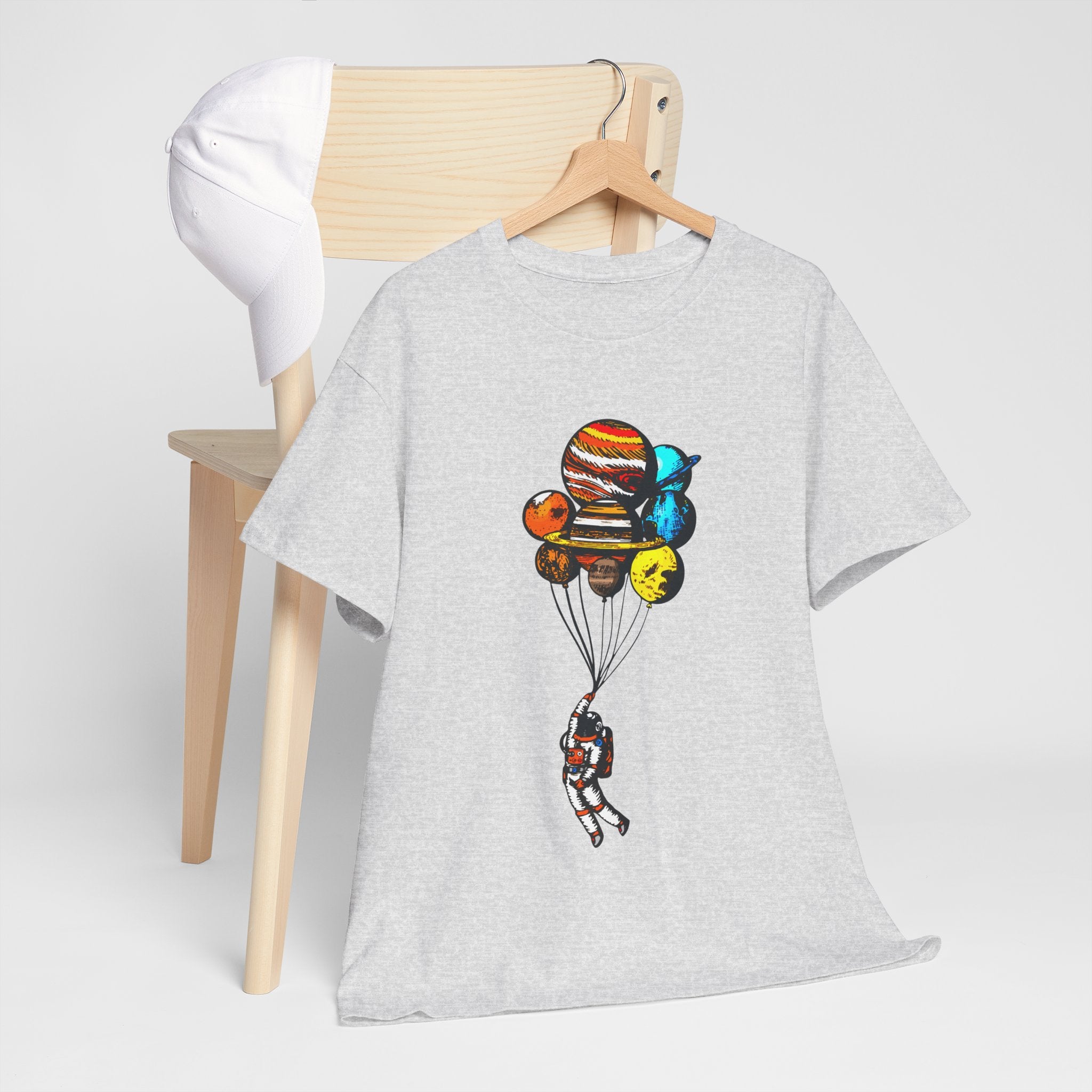 Astronaut Balloon Adventure Unisex Heavy Cotton Tee