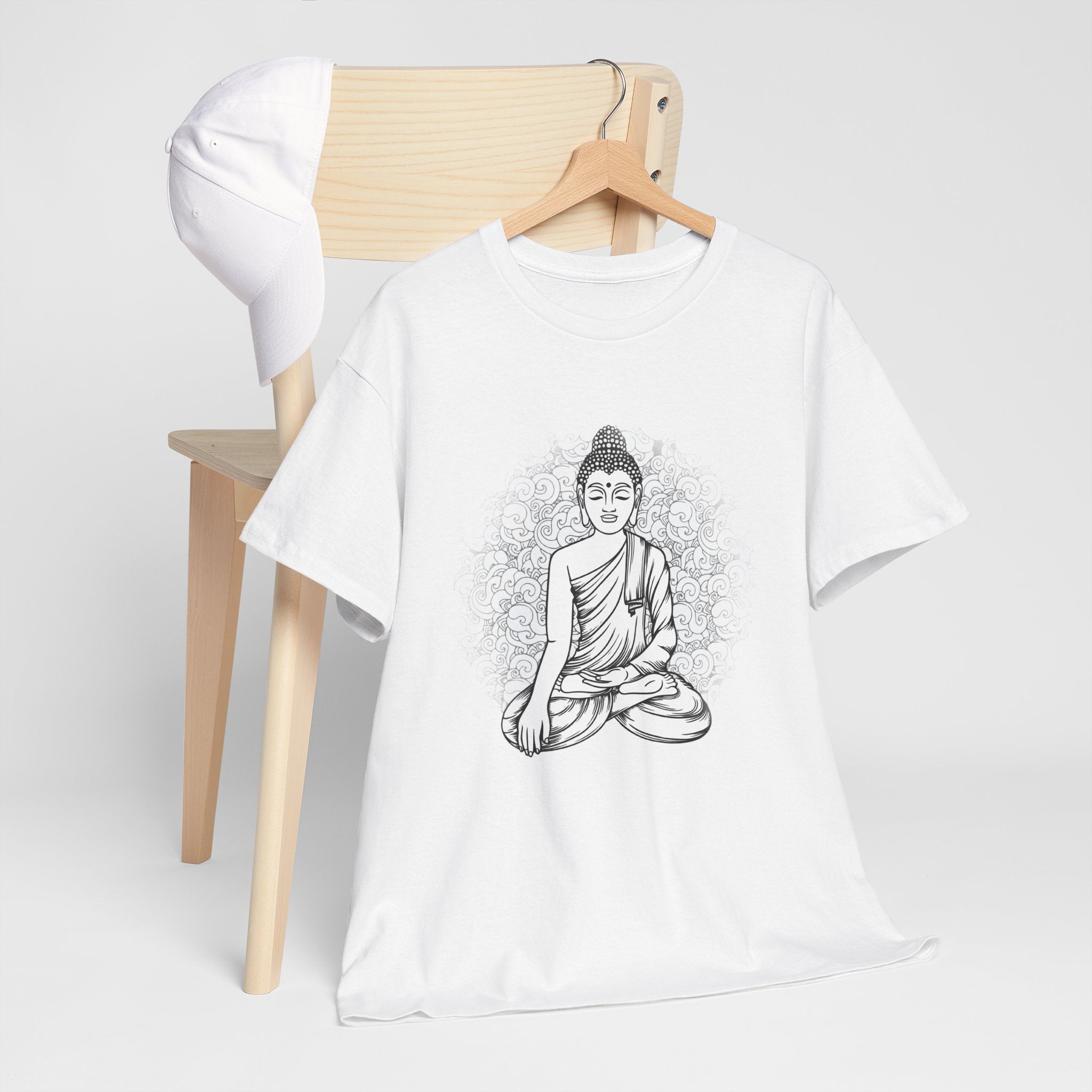 Zen Buddha Unisex Heavy Cotton Tee - Spiritual Meditation Shirt
