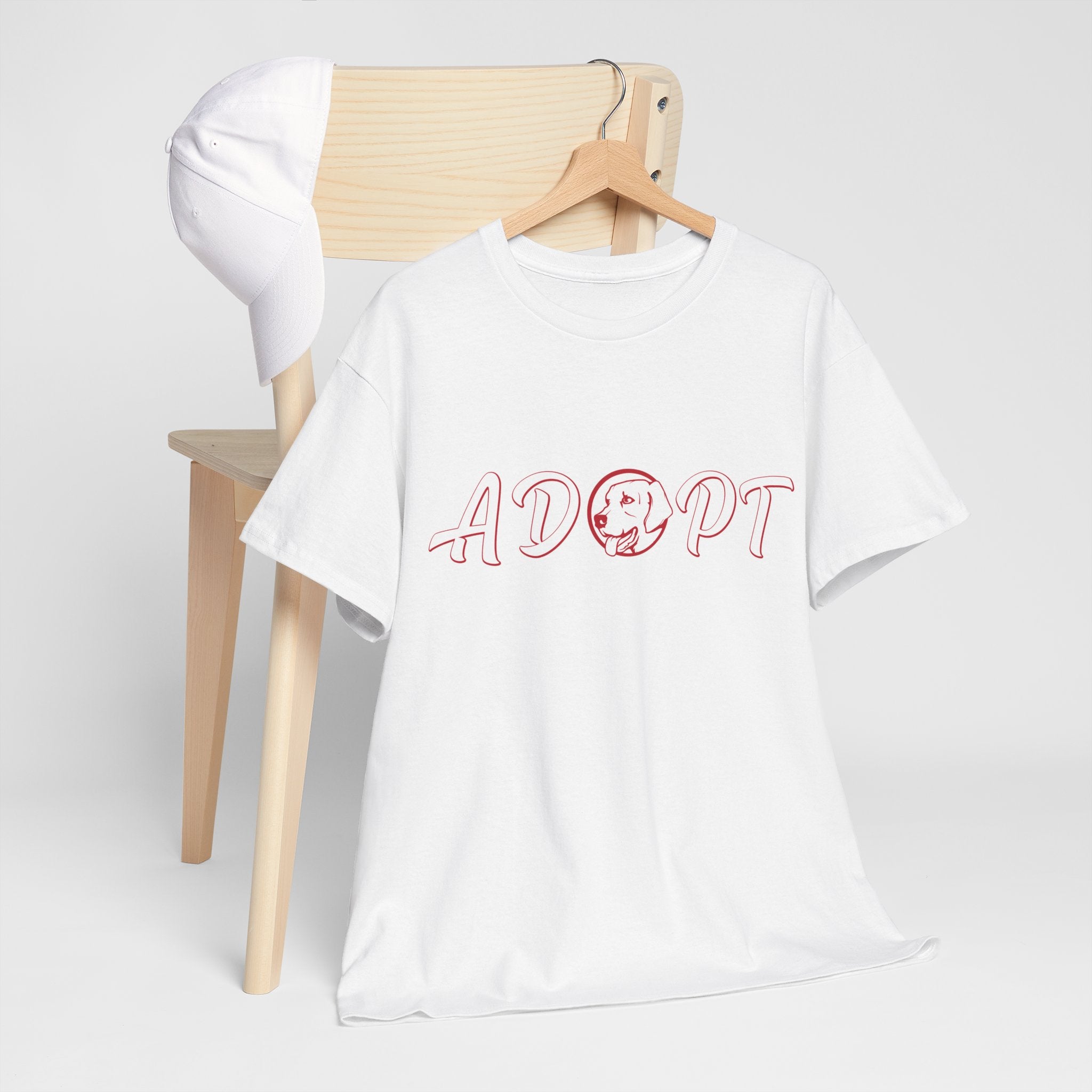 Adopt Unisex Heavy Cotton Tee | Support Animal Adoption, Pet Lovers Gift, Fundraiser Shirt, Eco-Conscious Fashion, Casual Wear