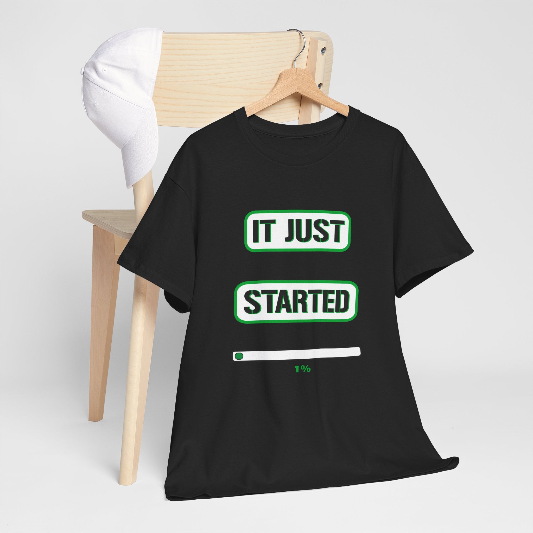 Motivational Unisex Heavy Cotton Tee - 'It Just Started' Graphic Tee