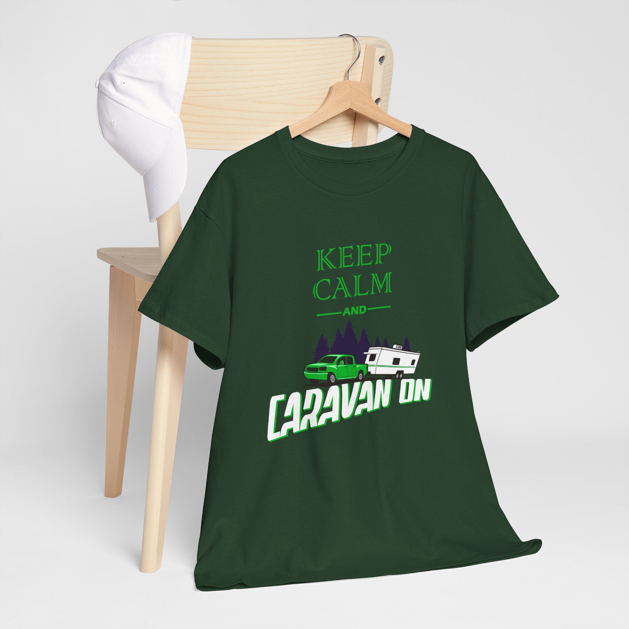 Keep Calm and Cravan On Unisex Heavy Cotton Tee - Relaxed Camping T-Shirt for Outdoor Enthusiasts