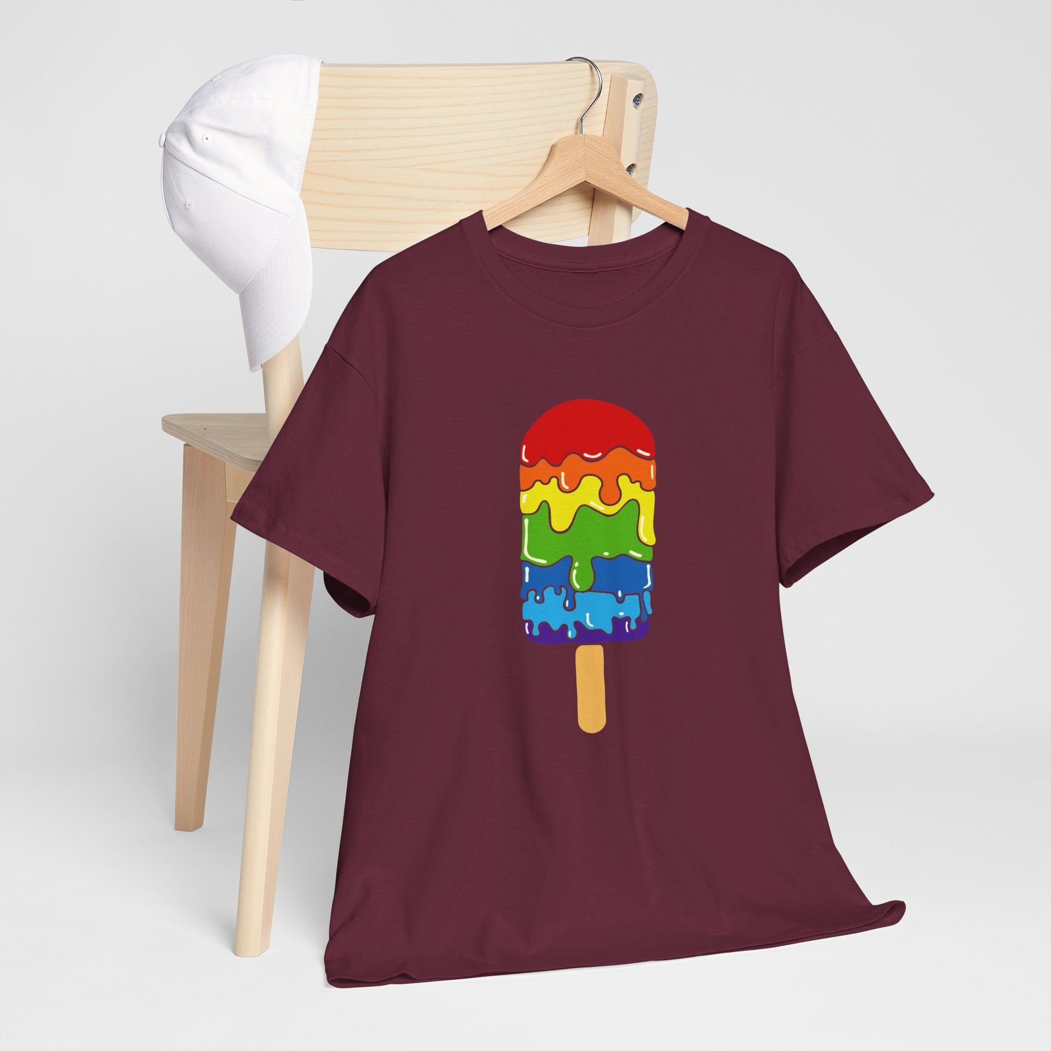 Rainbow Popsicle Unisex Heavy Cotton Tee - Fun Summer Shirt