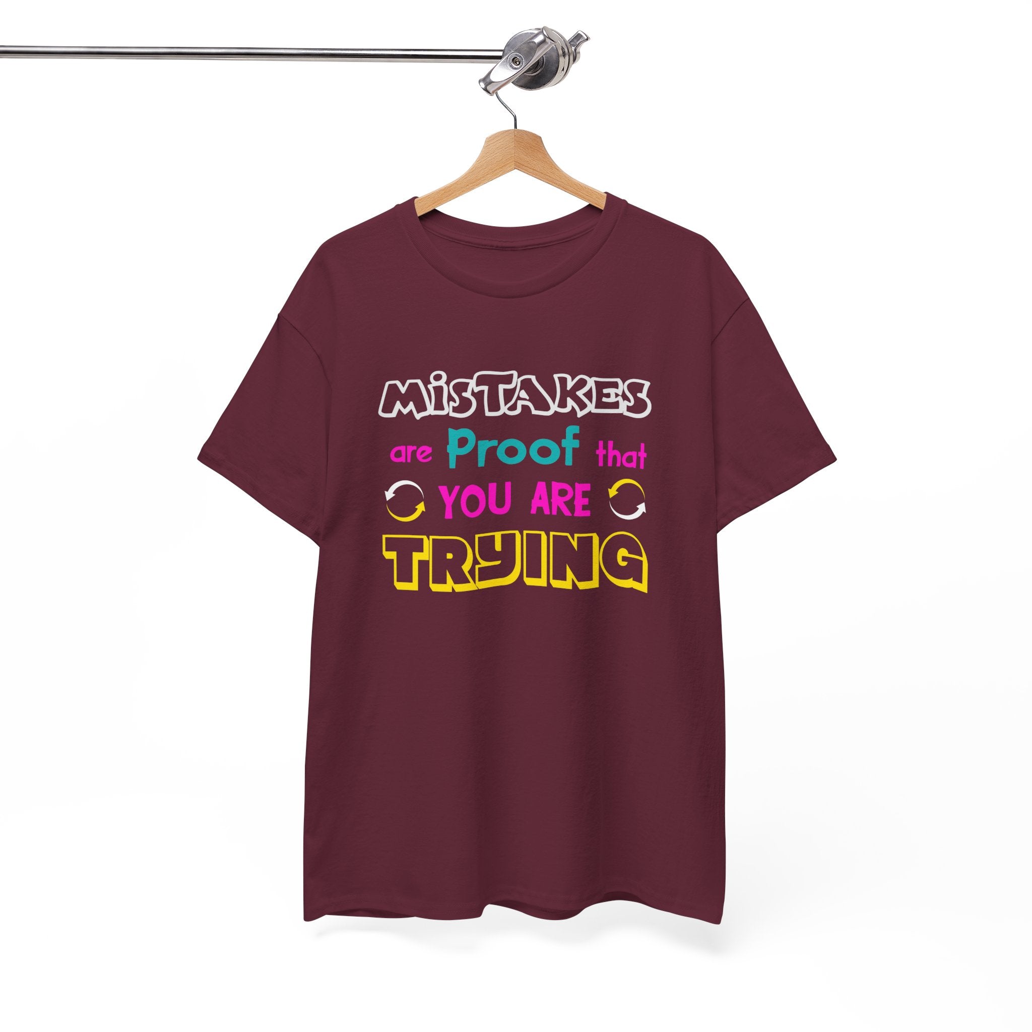 Motivational Unisex Heavy Cotton Tee - 'Mistakes are Proof that You are Trying'