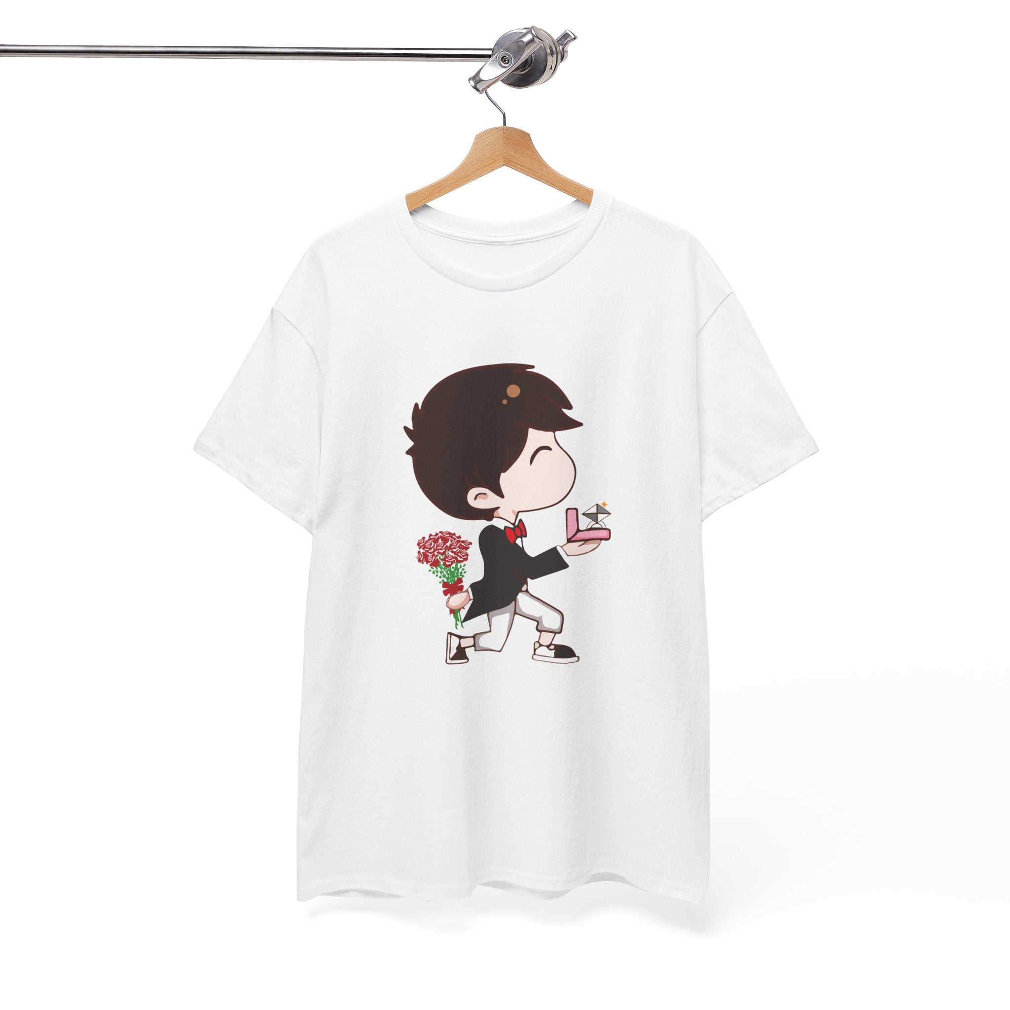 Cute Cartoon Love Unisex Heavy Cotton Tee - Perfect for Valentine's Day & Anniversaries