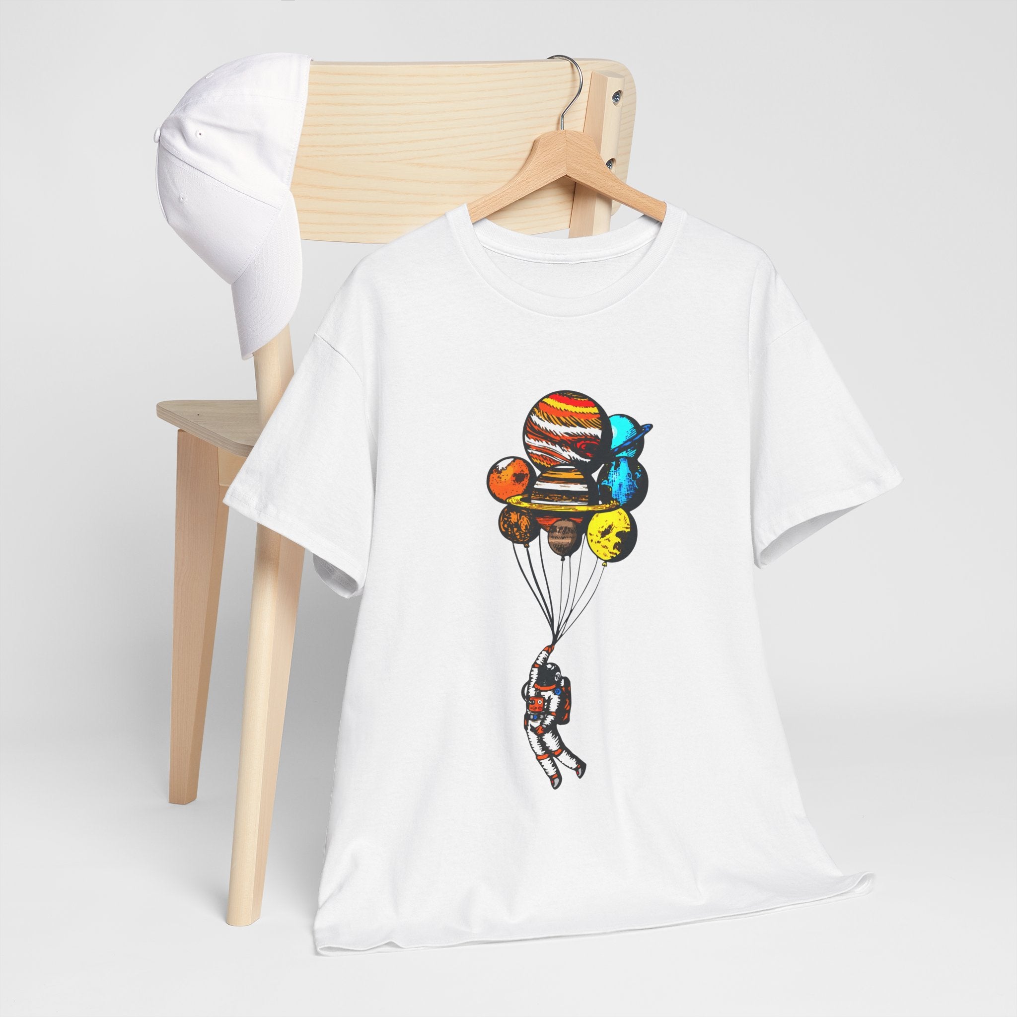 Astronaut Balloon Adventure Unisex Heavy Cotton Tee