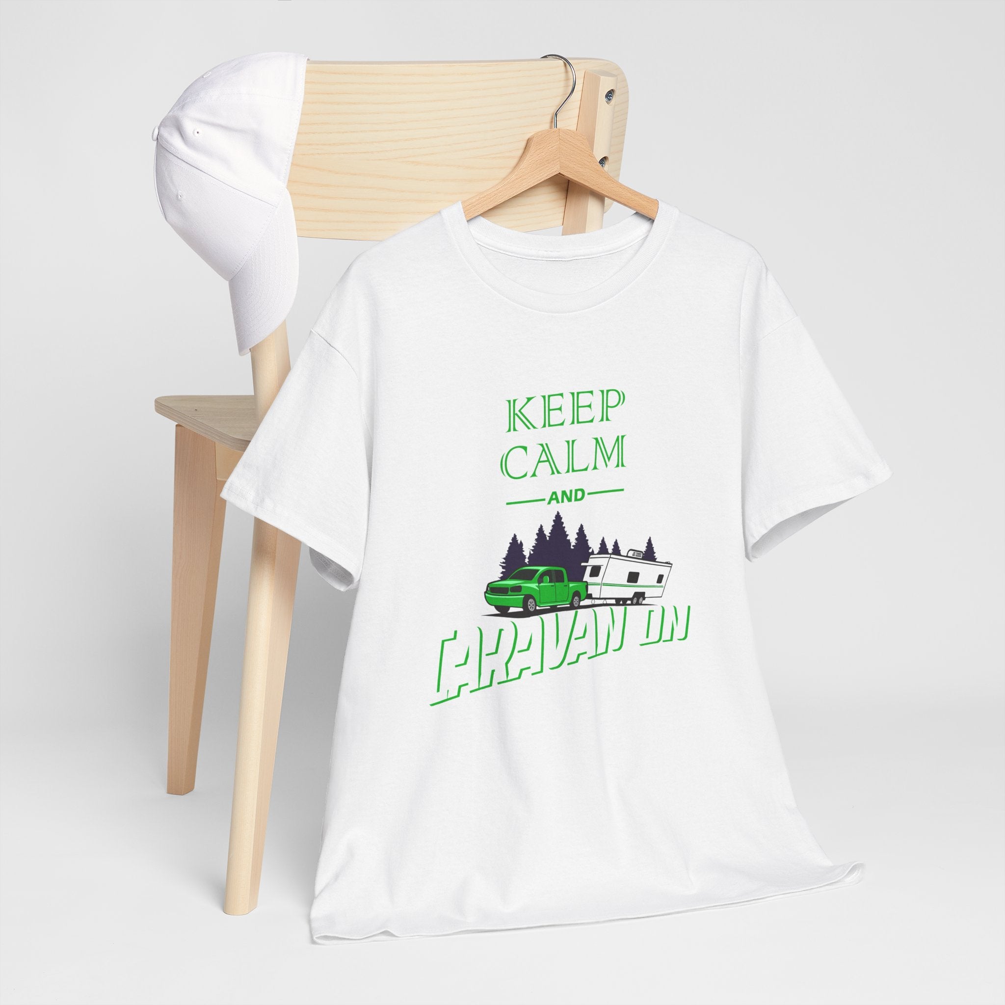 Keep Calm and Cravan On Unisex Heavy Cotton Tee - Relaxed Camping T-Shirt for Outdoor Enthusiasts