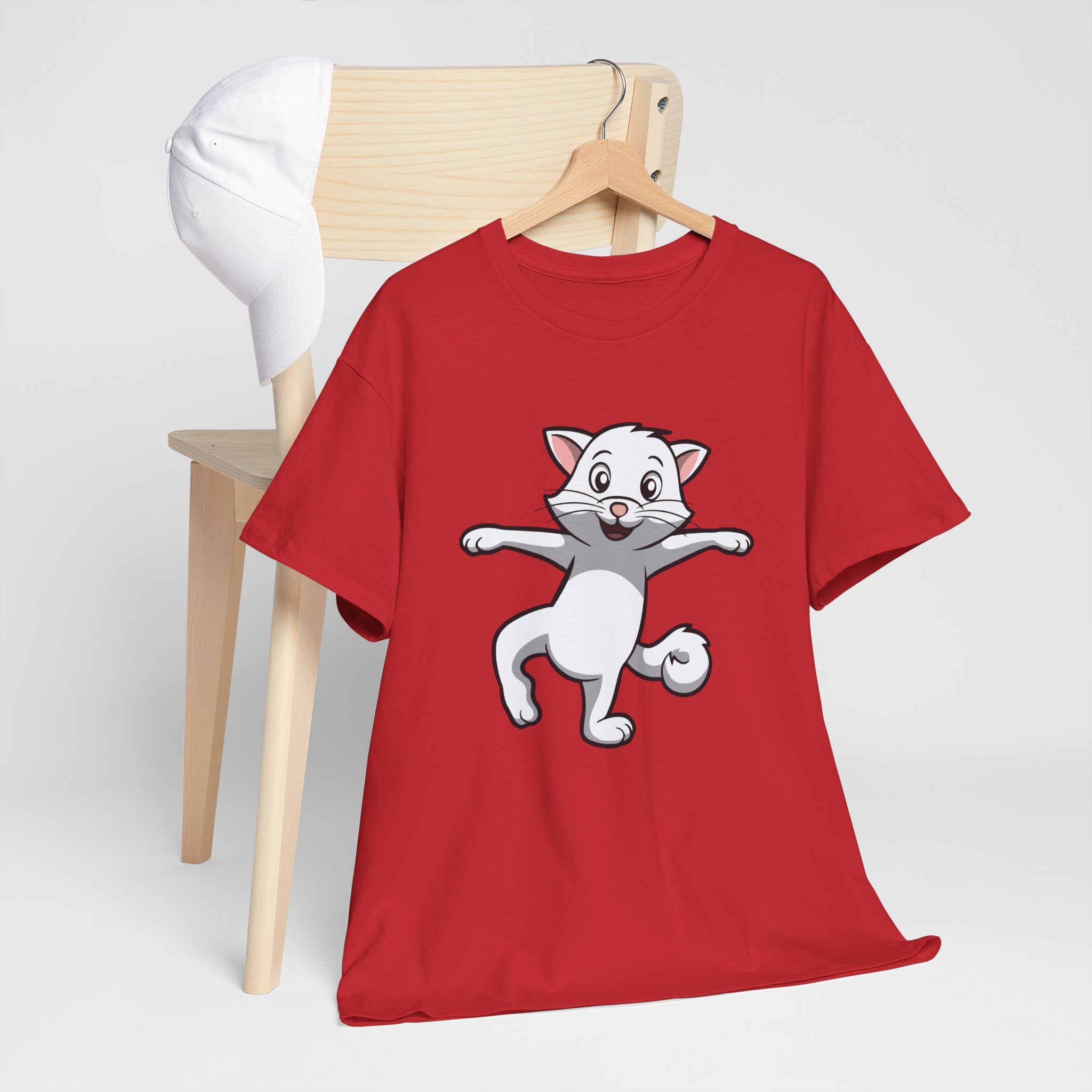 Playful Cat Unisex Heavy Cotton Tee - Cute Pet Lover Shirt