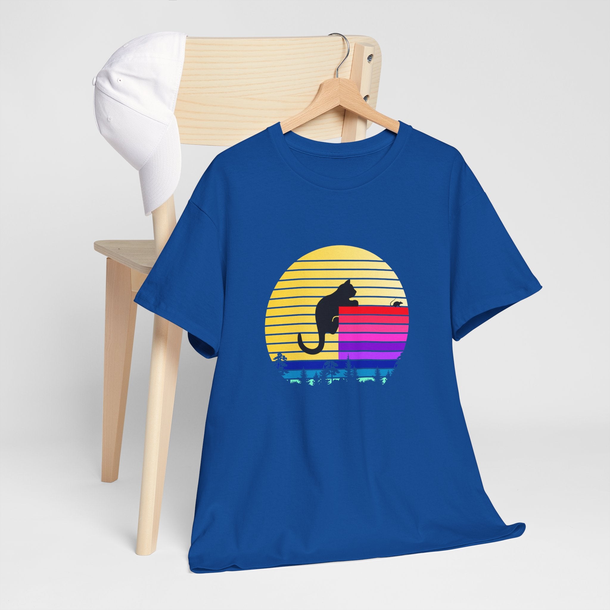 Retro Cat Sunset Unisex Heavy Cotton Tee