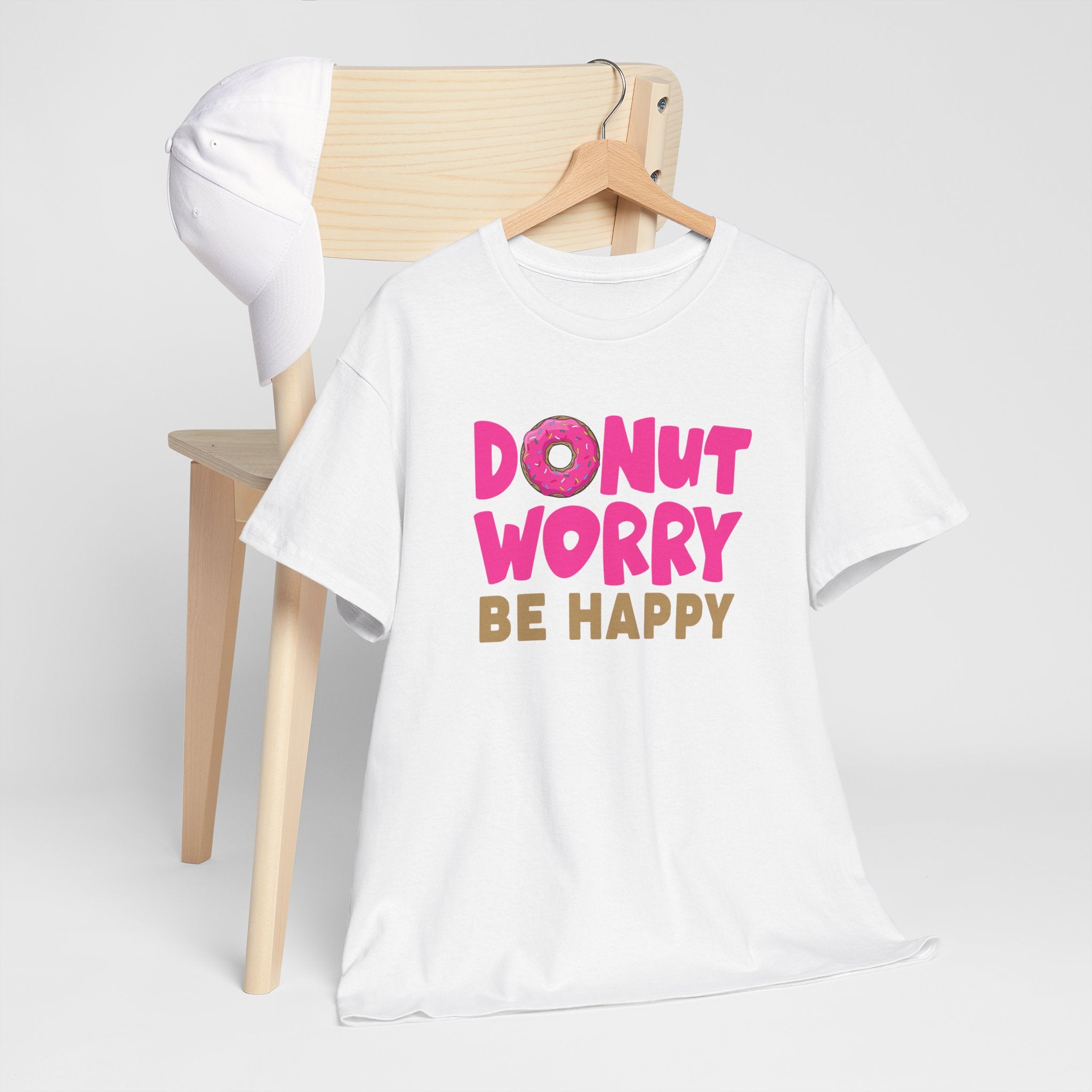 Donut Worry Be Happy Unisex Heavy Cotton Tee - Fun & Cheerful T-Shirt