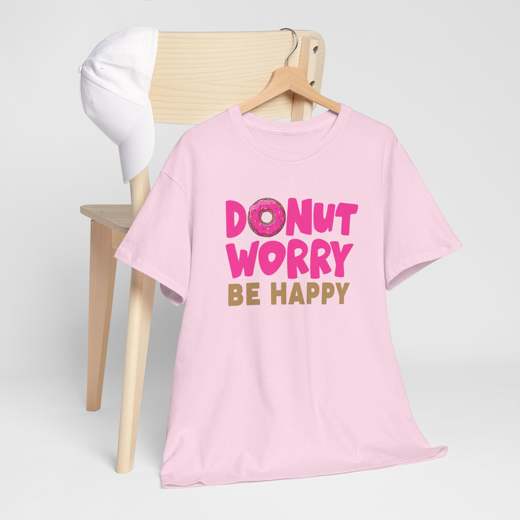 Donut Worry Be Happy Unisex Heavy Cotton Tee - Fun & Cheerful T-Shirt