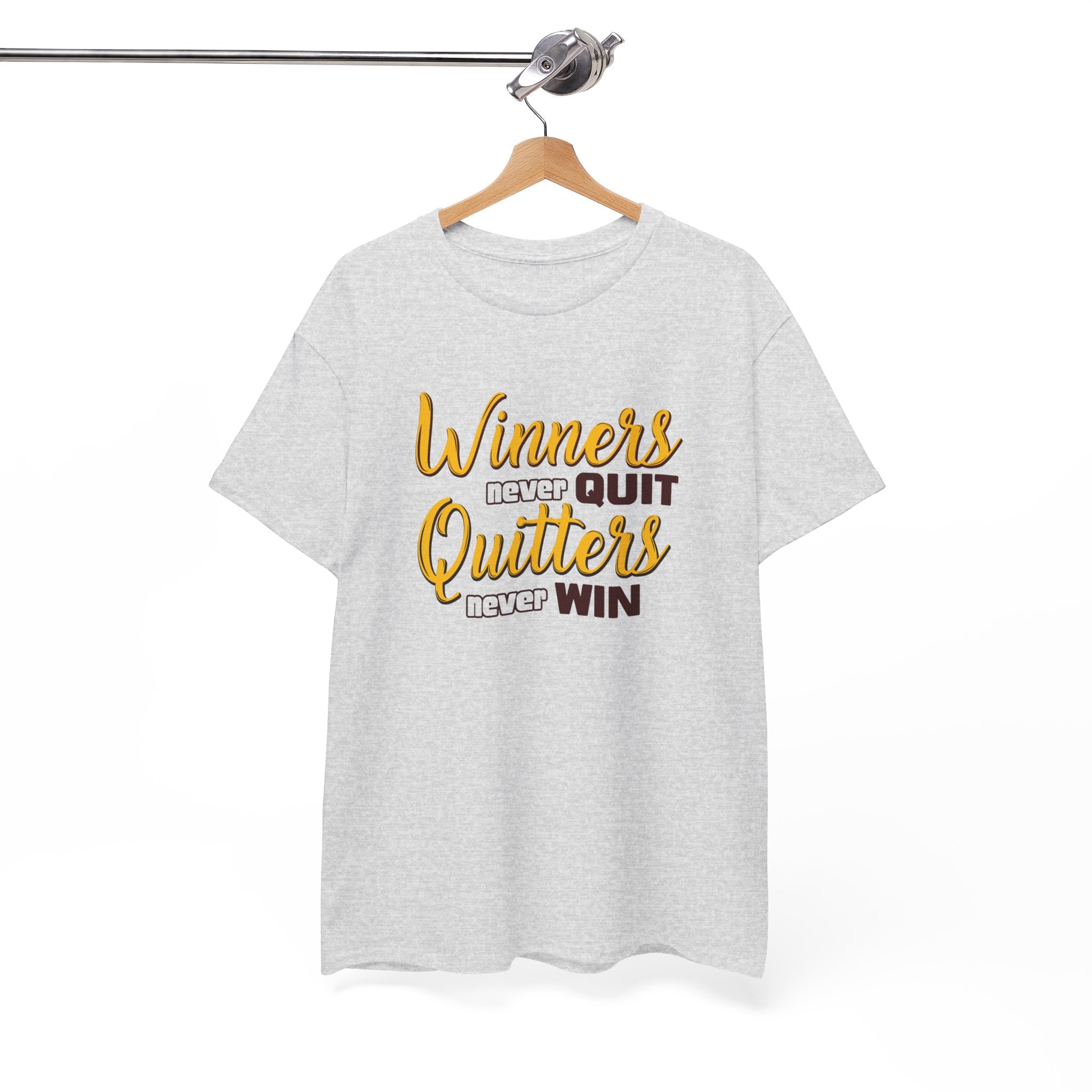 Winners Never Quit Unisex Heavy Cotton Tee - Motivational Tee for Inspiration