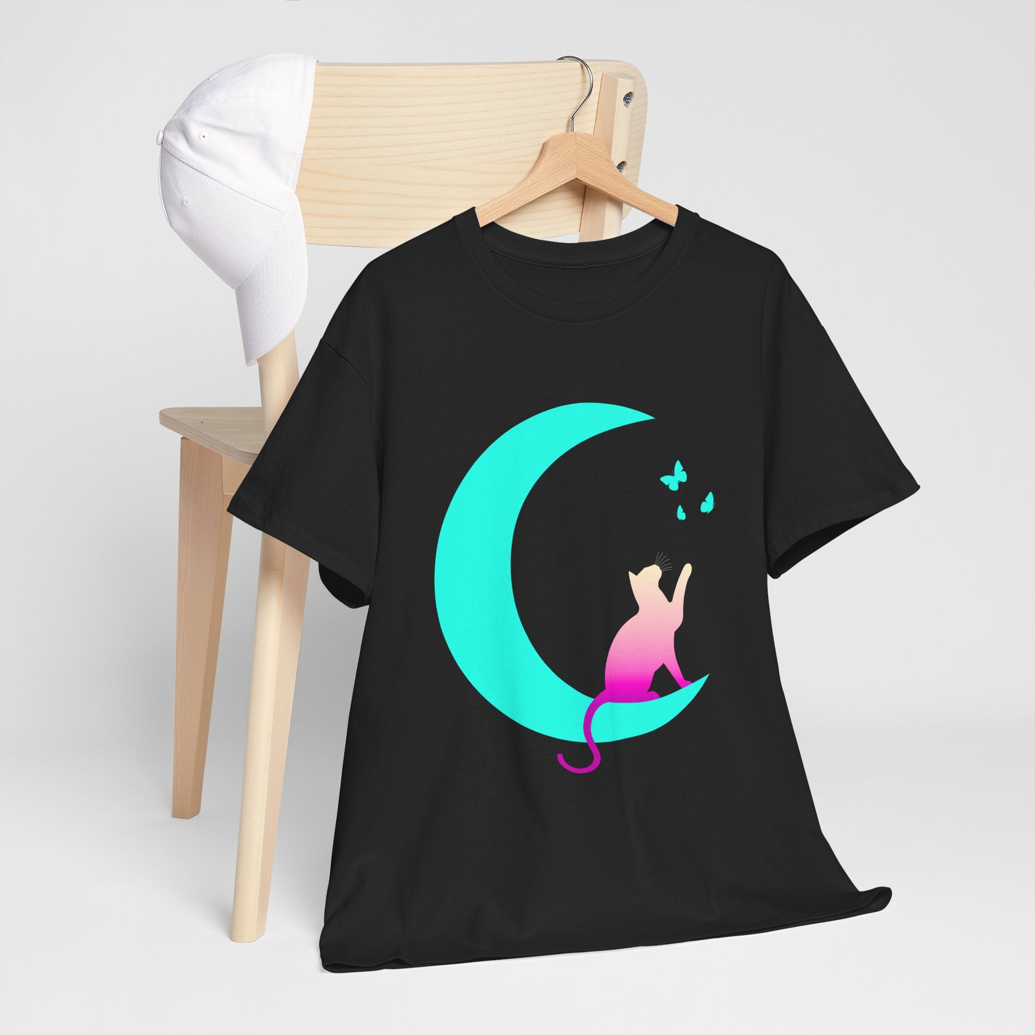 Cosmic Cat Unisex Heavy Cotton Tee - Perfect for Cat Lovers and Dreamers