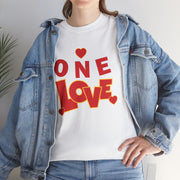 Unisex Heavy Cotton Tee - "One Love" Retro Graphic T-Shirt