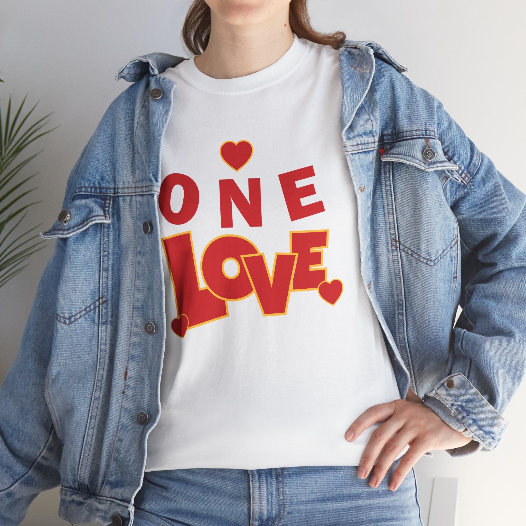 Unisex Heavy Cotton Tee - "One Love" Retro Graphic T-Shirt