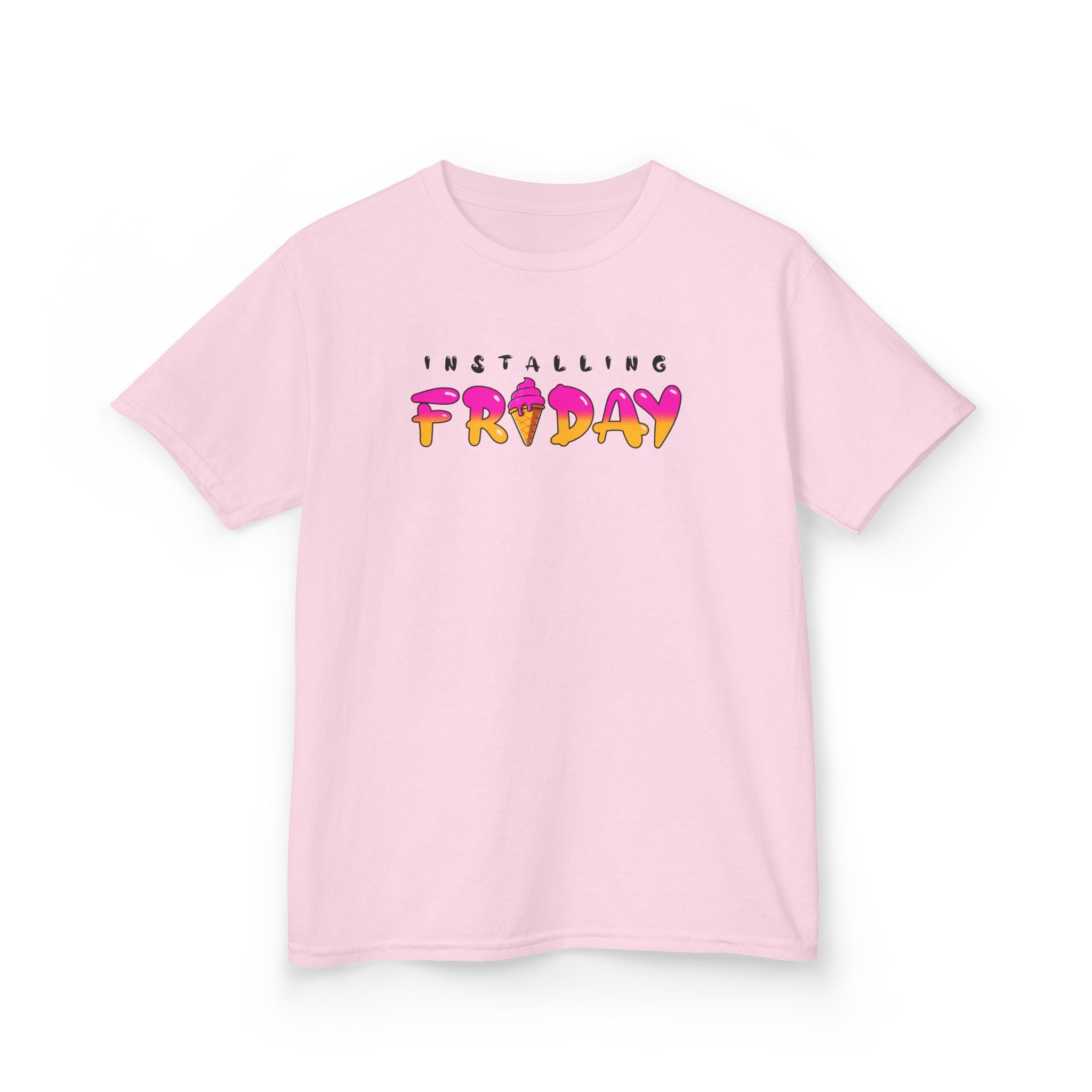 Kids Installing Friday Tee - Fun Cotton Shirt for Weekend Vibes