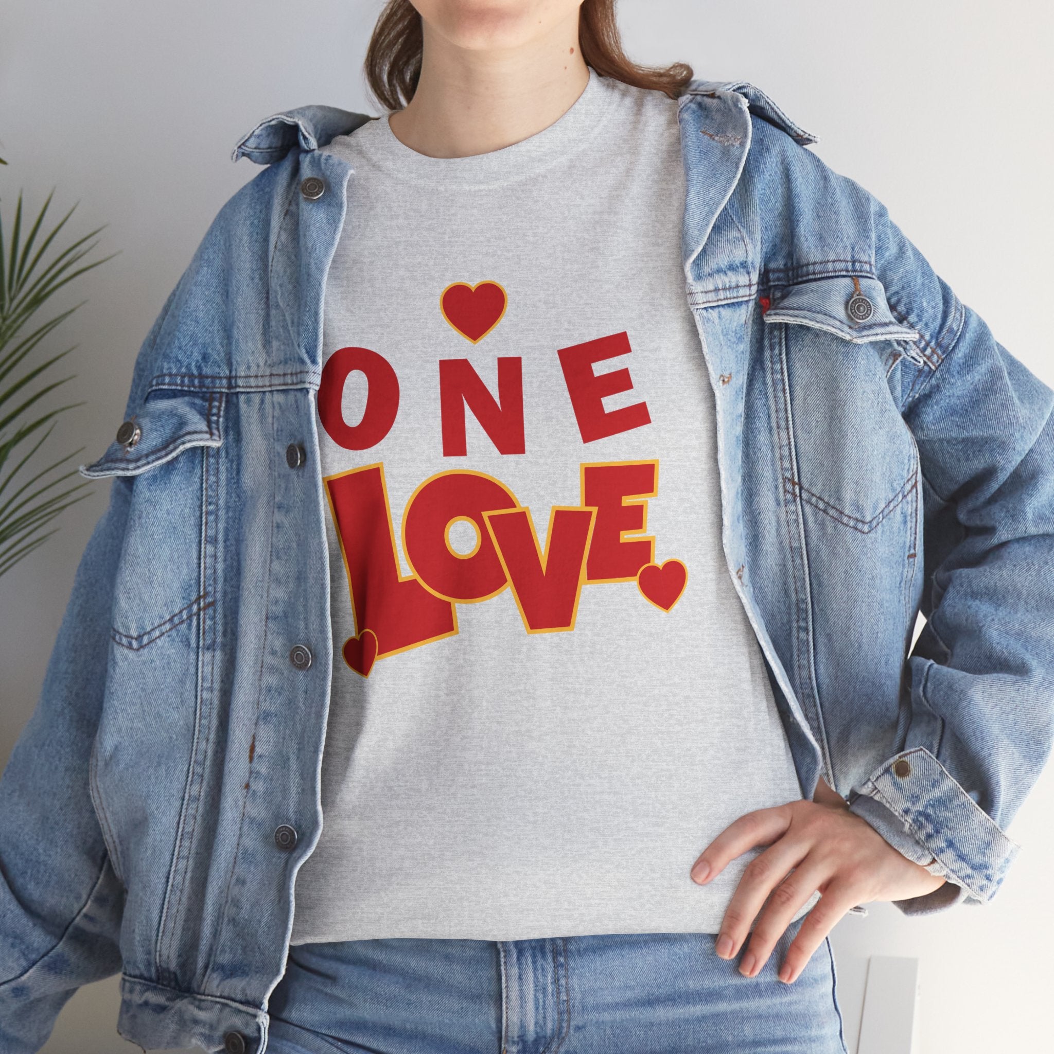 Unisex Heavy Cotton Tee - "One Love" Retro Graphic T-Shirt