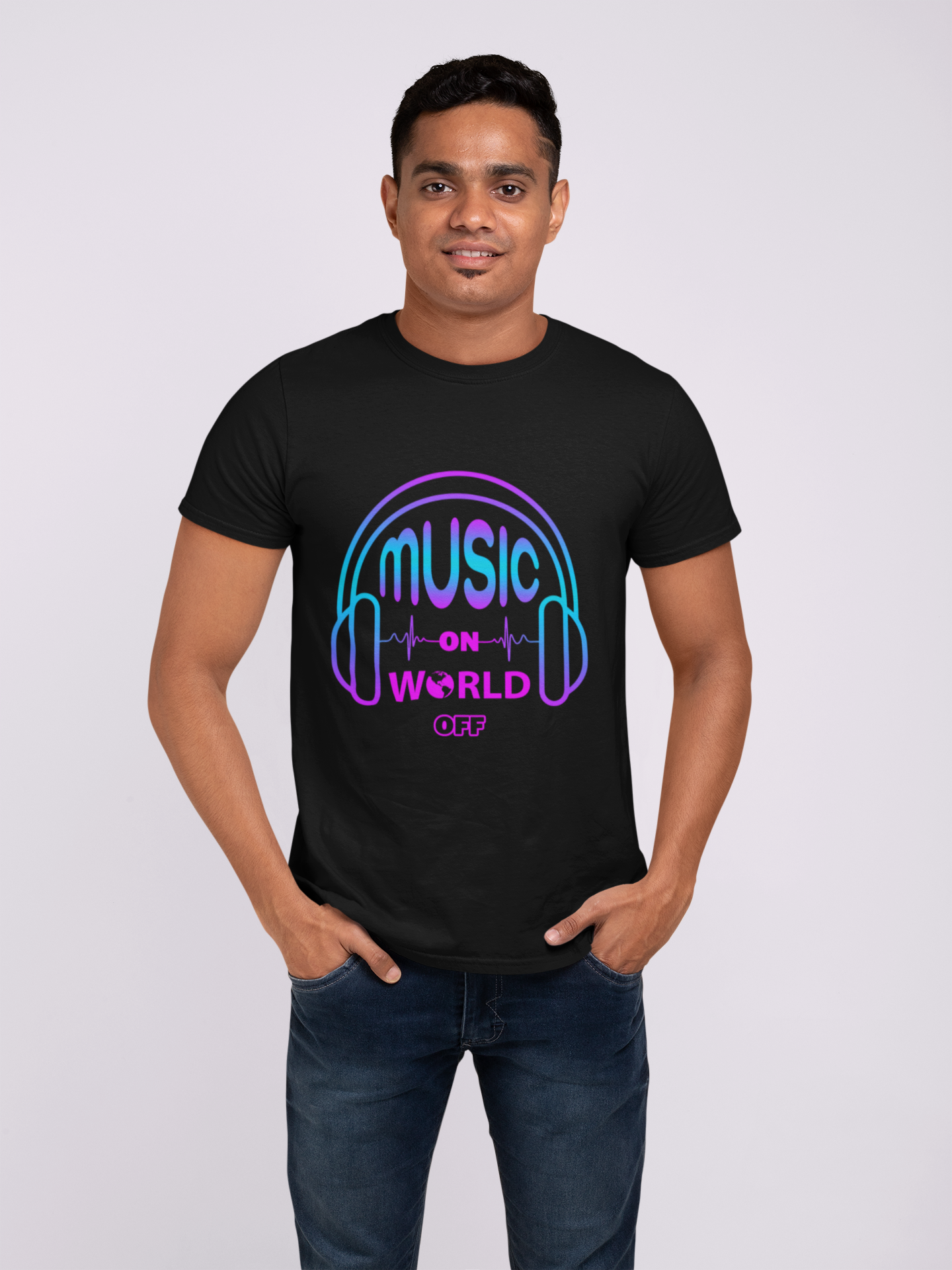 Music ON World OFF Men's T-Shirt