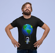 Astronaut Swinging On The Earth Men's T-Shirt