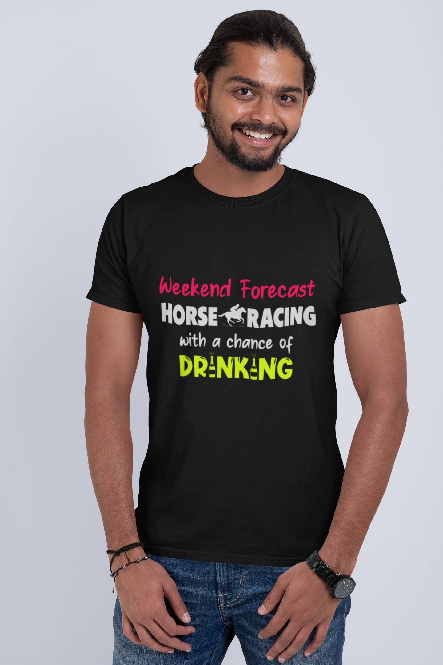 Weekend Forecast Horse Racing With A Chance Of Drinking Men's T-Shirts