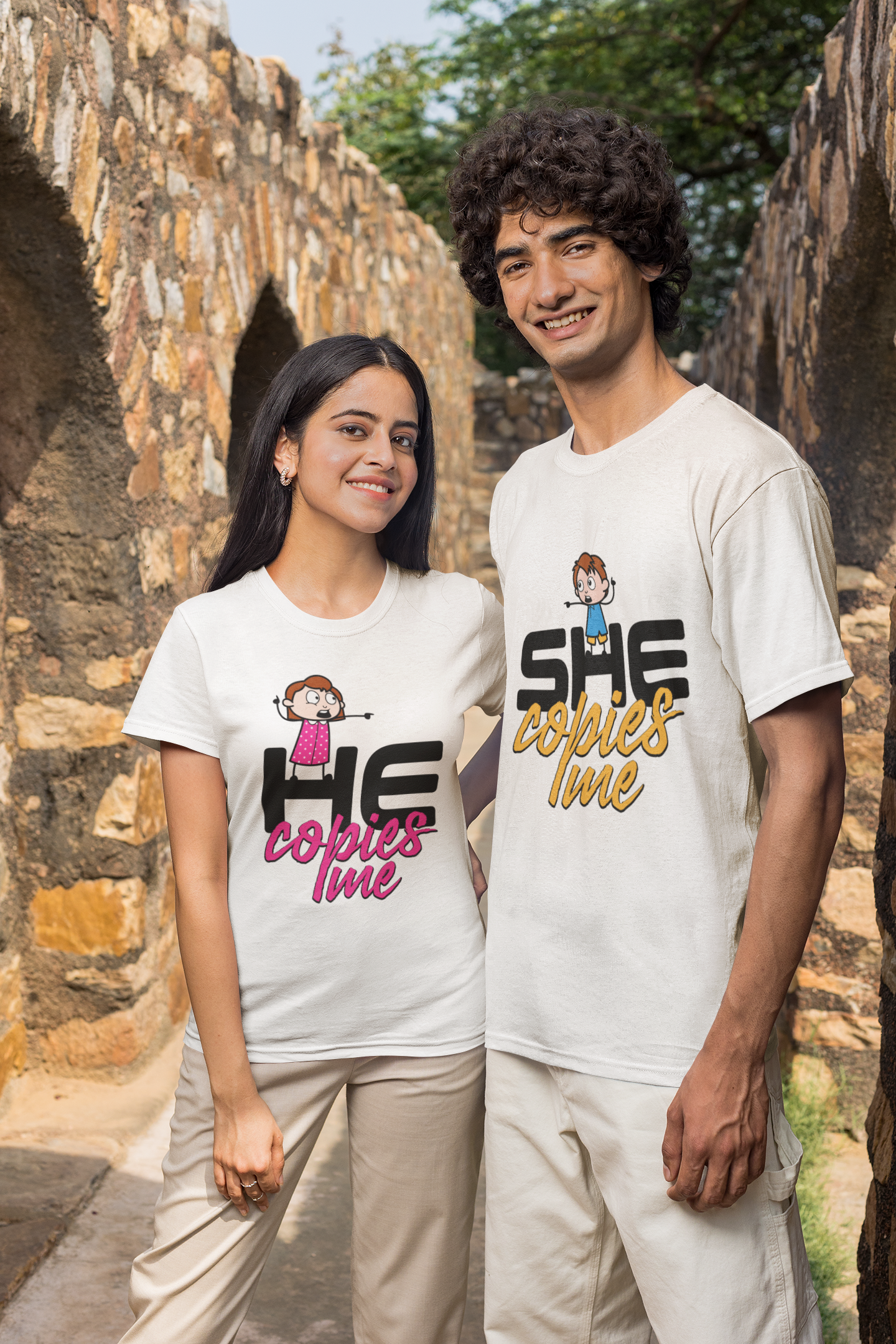 He Copies Me & She Copies Me T-shirt